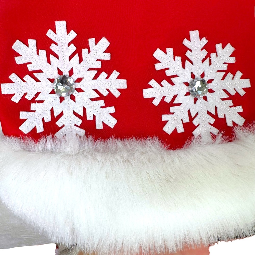 Bonnie Jean Girls Red Snowflake Faux Fur Trimmed Holiday Dress‎ Size 3T - Picture 6 of 10